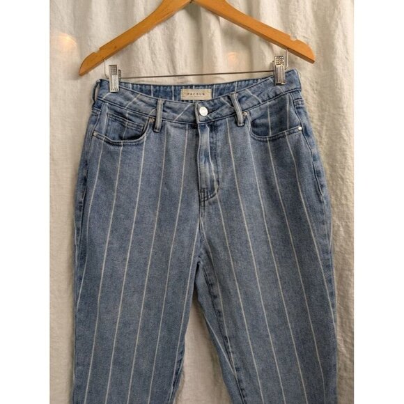 Pacsun Women's Medium-Wash White Striped 90s Y2K Mom Denim Jeans Size 28 S7 - Picture 3 of 10